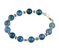Bracelet en calcédoine bleue et labradorite, perles rondes de 3 à 8 mm, taille lisse, fermoir plaqué argent, 17,8 cm, pour hommes et femmes | LK_STACK_07205