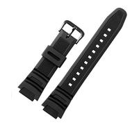 Bracelet en caoutchouc adapté for Casio AE1200WH/SGW-300H/400/W-218H/MRW-200 de montre silicone avec boucle ardillon(Black black buckle)