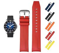 Bracelet en caoutchouc FKM de 21 mm pour Tissot Seastar 1000 Powermatic 80 T120407A, bracelet de rechange à extrémité incurvée pour montres Tissot Seastar 1000 (rouge, 21 mm)