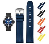 Bracelet en caoutchouc FKM de 21 mm pour Tissot Seastar 1000 Powermatic 80 T120407A, bracelet de rechange à extrémité incurvée pour montres Tissot Seastar 1000 (bleu, 21 mm)