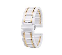 Bracelet en céramique à dégagement rapide 22 mm 20 mm Bracelet unisexe(White-Gold,20mm)