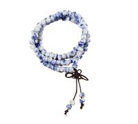 Bracelet en céramique à trois cercles avec 108 perles bouddhistes style ancien élégant pour femmes et étudiants, taille unique, Céramique