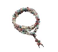 Bracelet en céramique à trois cercles avec 108 perles bouddhistes style ancien élégant pour femmes et étudiants, taille unique, Céramique