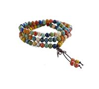 Bracelet en céramique à trois cercles avec 108 perles bouddhistes style ancien élégant pour femmes et étudiants, taille unique, Céramique
