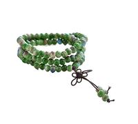 Bracelet en céramique à trois cercles avec 108 perles bouddhistes style ancien élégant pour femmes et étudiants, taille unique, Céramique