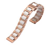 Bracelet en céramique et acier inoxydable, accessoires de montre intelligente unisexe à dégagement rapide(Rose Gold-White,12mm)
