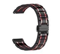 Bracelet en céramique et métal compatible avec les bracelets de 22 mm et 20 mm(Black red,20mm)