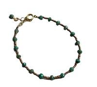 Bracelet en chrysocolle de 3,5 mm, perles à facettes, forme rondelle, fermoir plaqué or réglable de 17,8 cm, pour hommes et femmes | LK_STACK_01990
