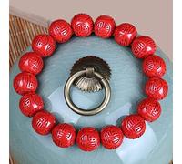 Bracelet en cinabre naturel Feng Shui Bracelet en pierre de cristal de cinabre Bracelet de bon augure caractères chinois Bracelet de perles de cristal Bracelet porte-bonheur amulette richesse pierre