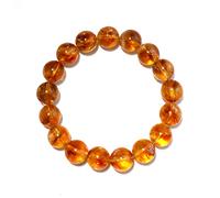 Bracelet en citrine de 10 mm pour homme et femme, cristal jaune naturel du chakra sacré et du plexus solaire et pierres précieuses | Bijou extensible pour apporter de la richesse et de la motivation |