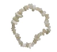 Bracelet en copeaux d'adulaire, pierre naturelle du Brésil, 5 cm, élastique, pour la méditation. Favorise l'intuition, l'équilibre, l'énergie positive et la guérison spirituelle. Cadeau thérapeutique.