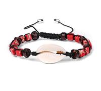 Bracelet en coquillage de cauris blanc pour homme et femme - Bracelet tressé en pierre carrée - N° 4 - Réglable
