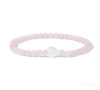 Bracelet en coquillage et cœur, 4 mm, pierres naturelles, perles d'améthyste violette, élastique, for femme(17cm,E)