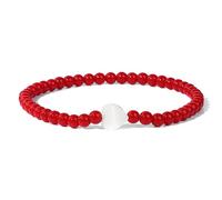 Bracelet en coquillage et cœur, 4 mm, pierres naturelles, perles d'améthyste violette, élastique, for femme(19cm,F)