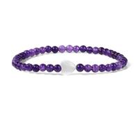 Bracelet en coquillage et cœur, 4 mm, pierres naturelles, perles d'améthyste violette, élastique, for femme(17cm,A)