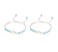 Bracelet en Coquillage Tissé 2 Pièces en Corde, Bijoux de Main Élégants | Décoration Bijou, Blanc, Style Mode Unique, pour Filles et Amies, Lot de Deux