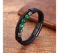 Bracelet en corde à fermoir, bracelet pour homme, 16 Style Tiger Eye Bracelet for Hommes Corde en Cuir Noir Chaîne Ronde Perlée Bracelet en Pierre Naturelle Mode Femme,Style-C,19cm ( Color : Style-i ,