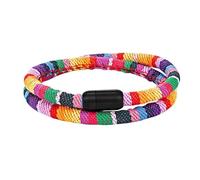 Bracelet en corde colorée pour couple, double couche, fait main, porte-bonheur, cadeau d'amitié pour homme et femme, 19cm, Métal, Pas de gemme