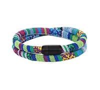 Bracelet en corde colorée pour couple, double couche, fait main, porte-bonheur, cadeau d'amitié pour homme et femme, 19cm, Métal, Pas de gemme