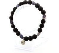 Bracelet en cordiérite-olite de Madagascar + perles de lave de 8 mm