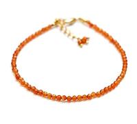 Bracelet en cornaline de 2 à 2,5 mm, perles rondes à facettes, fermoir plaqué argent réglable de 17,8 cm, pour hommes et femmes | LK_STACK_01815