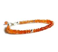 Bracelet en cornaline de 3,5 mm, perles à facettes, forme rondelle, fermoir plaqué argent réglable de 17,8 cm, pour hommes et femmes | LK_STACK_01775