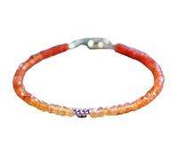Bracelet en cornaline de 3,5 mm, perles rondes à facettes, fermoir plaqué argent, 17,8 cm, pour hommes et femmes | LK_STACK_01838