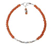 Bracelet en cornaline de 3 à 3,5 mm, perles à facettes, forme rondelle, fermoir plaqué argent, 17,8 cm, pour hommes et femmes | LK_STACK_01782