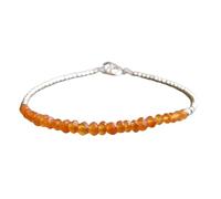 Bracelet en cornaline de 3 à 3,5 mm, perles à facettes, forme rondelle, fermoir plaqué argent, 17,8 cm, pour hommes et femmes | LK_STACK_01777