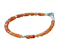 Bracelet en cornaline de 3 mm, perles à facettes, forme rondelle, fermoir plaqué argent, 17,8 cm, pour hommes et femmes | LK_STACK_01794