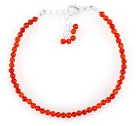 Bracelet en cornaline de 3 mm, perles rondes à facettes, fermoir plaqué argent réglable de 17,8 cm, pour hommes et femmes | LK_STACK_01863