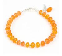 Bracelet en cornaline de 4 à 4,5 mm, perles à facettes, forme rondelle, fermoir plaqué argent, 17,8 cm, pour hommes et femmes | LK_STACK_01800