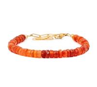 Bracelet en cornaline de 4 à 4,5 mm, perles à facettes, forme rondelle, fermoir plaqué or réglable de 17,8 cm, pour hommes et femmes | LK_STACK_01799