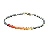 Bracelet en cornaline et pyrite, perles facettées de 2 à 3 mm, forme rondelle, fermoir plaqué argent, 17,8 cm, pour hommes et femmes | LK_STACK_07279