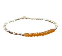 Bracelet en cornaline ronde à facettes de 3 à 3,5 mm, fermoir plaqué argent de 17,8 cm, pour hommes et femmes | LK_STACK_01845