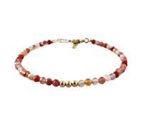 Bracelet en cornaline ronde de 3 mm, perles à facettes, fermoir plaqué or de 17,8 cm, pour hommes et femmes | LK_STACK_01854