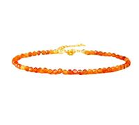 Bracelet en cornaline ronde de 3 mm, perles à facettes, fermoir plaqué or réglable de 17,8 cm, pour hommes et femmes | LK_STACK_01852