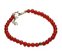 Bracelet en cornaline ronde de 4 mm avec perles lisses et fermoir plaqué argent réglable de 17,8 cm pour hommes et femmes | LK_STACK_01882