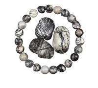 Bracelet En Cristal Bracelet de perles en pierre d'obsidienne dorée for hommes et femmes, lumière dorée arc-en-ciel, pierre brute, perle ronde, bijoux énergétiques(17cm,6MM BEADS_18 BLACK PICASSO)