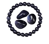 Bracelet En Cristal Bracelet de perles en pierre d'obsidienne dorée for hommes et femmes, lumière dorée arc-en-ciel, pierre brute, perle ronde, bijoux énergétiques(21cm,6MM BEADS_27 BLUE SAND STONE)