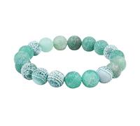 Bracelet En Cristal De Pierres Précieuses Chakra, Bracelet En Pierre Naturelle Pour Femmes Et Hommes, Bracelet De Perles De Yoga En Agate Patinée Verte De 10 Mm, Bracelet Extensible Assorti, Bijou