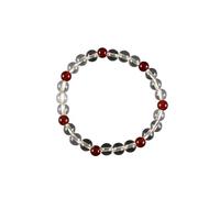 京都あさひ屋 Bracelet en cristal de quartz et agate rouge/améthyste/jade indien, juzu japonais, chapelet, chapelet, chapelet, mala, fait main, bracelet Kyoto pour cadeau unisexe, Small, Cristal de quartz