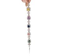 Bracelet en cristal multicolore Dainty Silver Bracelets pour les femmes ovale coupe Swirl Design Flash argent perle Bracelet bijoux cadeaux pour la rentrée scolaire fête d'anniversaire avec boîte-cade