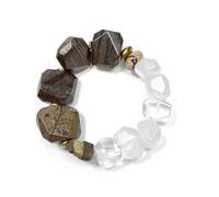 Bracelet en cristal naturel, Bracelet de guérison extensible en bronzite faite à la main et en pierres précieuses de cristal blanc, bijou au design exclusif, méditation, énergie positive et champs