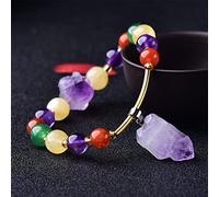 Bracelet en cristal naturel Feng Shui Amulette porte-bonheur Bracelet en quartz fraise Améthyste Amazonite Agate Bijoux de vacances en pierres précieuses multiples Amulette de richesse Attirer de