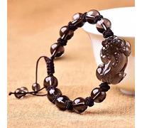 Bracelet en cristal naturel Feng Shui Bracelet porte-bonheur Pixiu Charme Glace Obsidienne Équilibre Bracelet Corde Tressé Corde Amulette Bijoux de vacances Attirer de l'argent Prospérité Chance