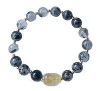 Bracelet en cristal naturel noir/or quartz rutilé Feng Shui Lucky pi Xiu/pi yao charme Pendant 8 mm Bracelet perlé Talisman pour l'amant-riche