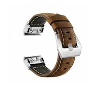 Bracelet en cuir 26 mm 22 mm adapté aux sangles for Garmin Quatix 7 Pro/Fenix 7 7X 5X 6 6X à dégagement rapide Approach S62/S60 Correa(Brown silvery,22mm)