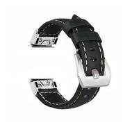 Bracelet en cuir 26 mm 22 mm adapté aux sangles for Garmin Quatix 7 Pro/Fenix 7 7X 5X 6 6X à dégagement rapide Approach S62/S60 Correa(Black silvery,22mm)