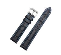 Bracelet en cuir à coutures contrastées - 18 mm, noir avec coutures rouges, pour homme, avec boucle ardillon,18mm